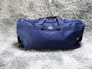 Courreges Paris Navy Blue Zipper Closure With Strap Duffel Bag