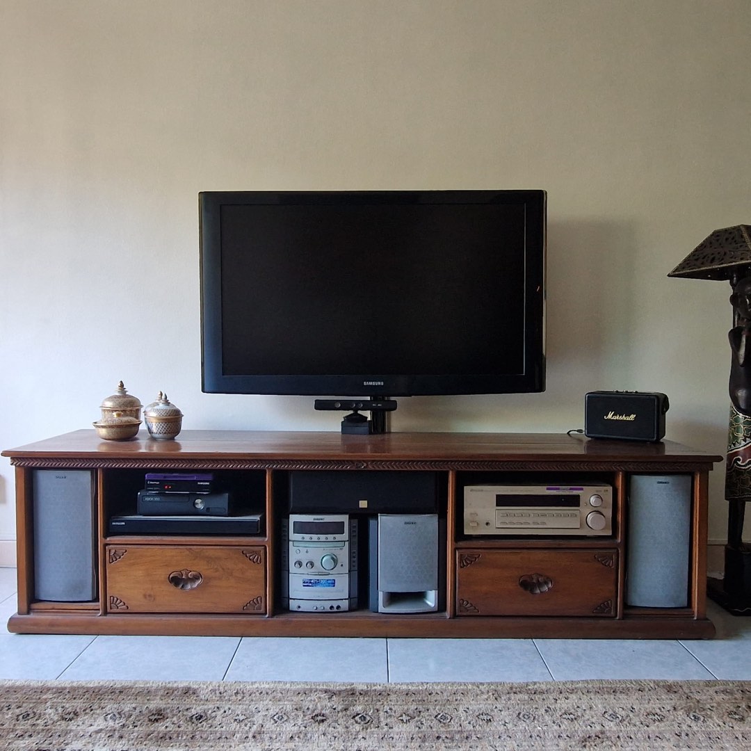 Custom-made Balinese Teak Wood TV Console, Furniture & Home Living