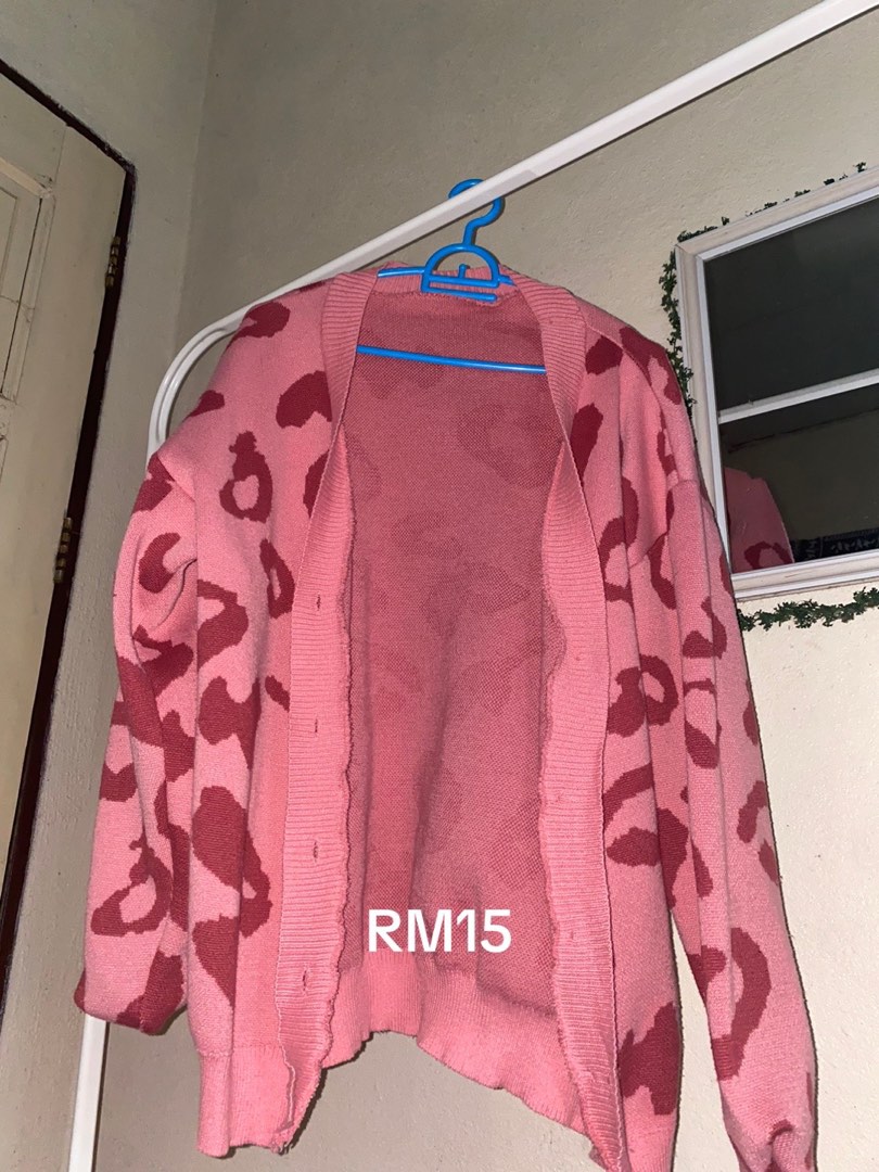 Cute cardigan leopard pink Women s Fashion Coats Jackets and