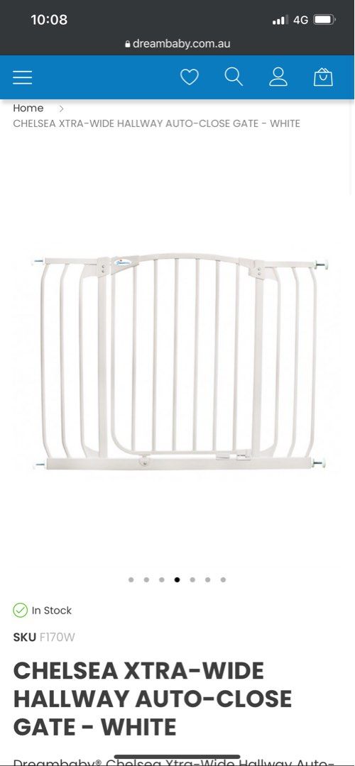 Dreambaby chelsea hallway auto close security gate in white with extensions sales