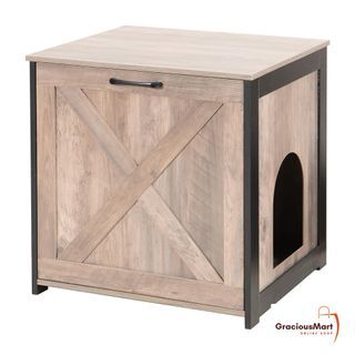  DINZI LVJ Hidden Cat Litter Box Enclosure, Flip Top Cat  Washroom Furniture, Good Ventilation, Entrance Can Be on The Left or Right,  Enclosed Cat Litter House Side Table for Most of