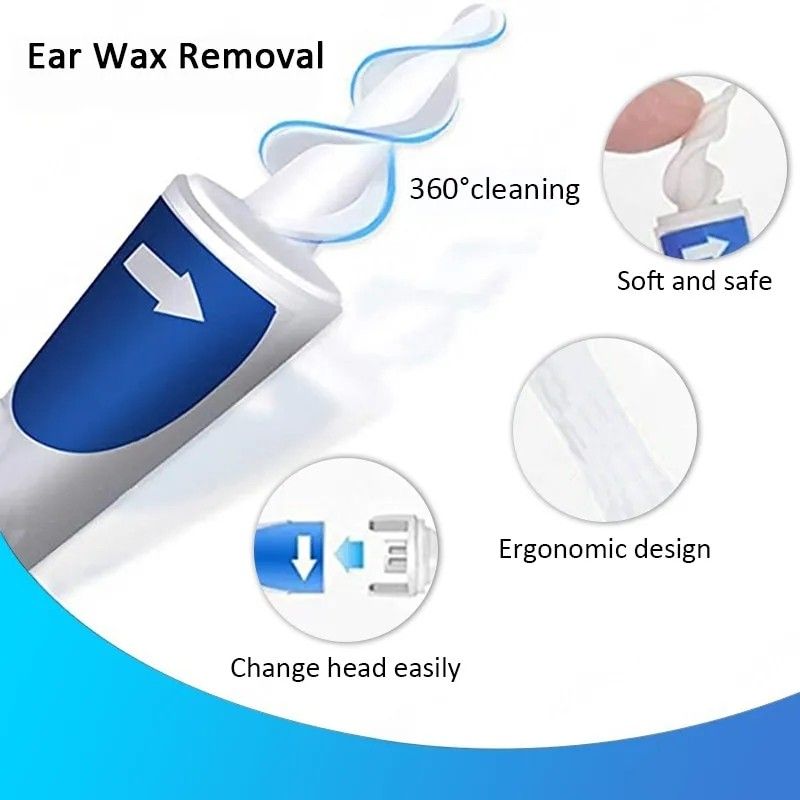 Ear Wax Removal Tool, Smart Spiral Swab Q Grips Ear Cleaning, Earpicks Soft  Silicone Remover Tool + 16 Replacements