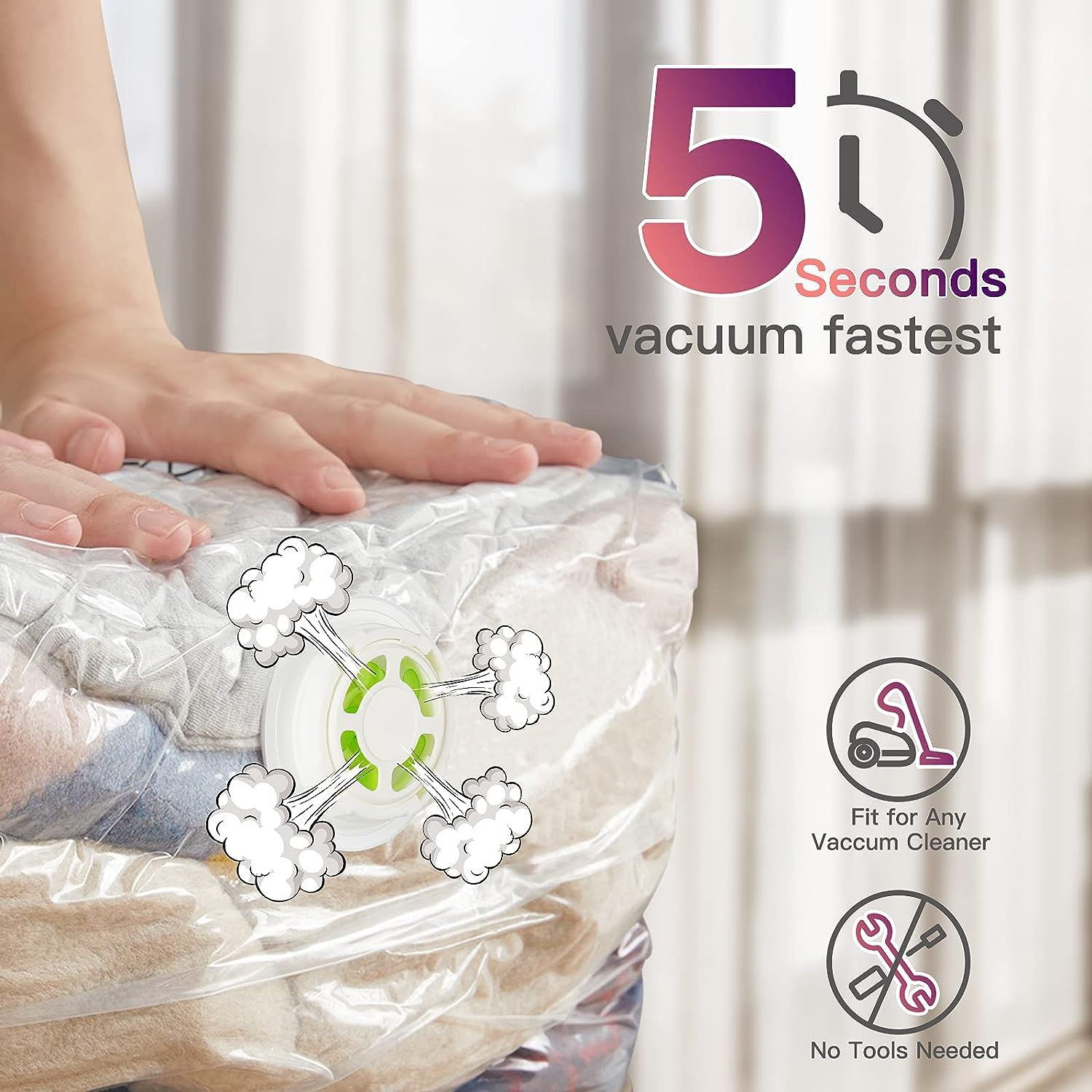 Vacuum Storage Bags with Electric Pump, 10 Pack Jumbo Premium Vacuum Sealer  Bag for Blankets, Bedding, Clothing,Compression Seal Bags for Closet Storage,  Save 80% on Clothes Storage Space 