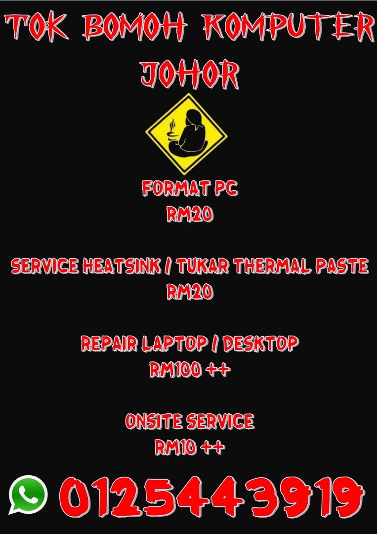 Format Baiki Servis Notebook Repair CPU Desktop PC Laptop Senai Skudai Kulai Johor Bahru