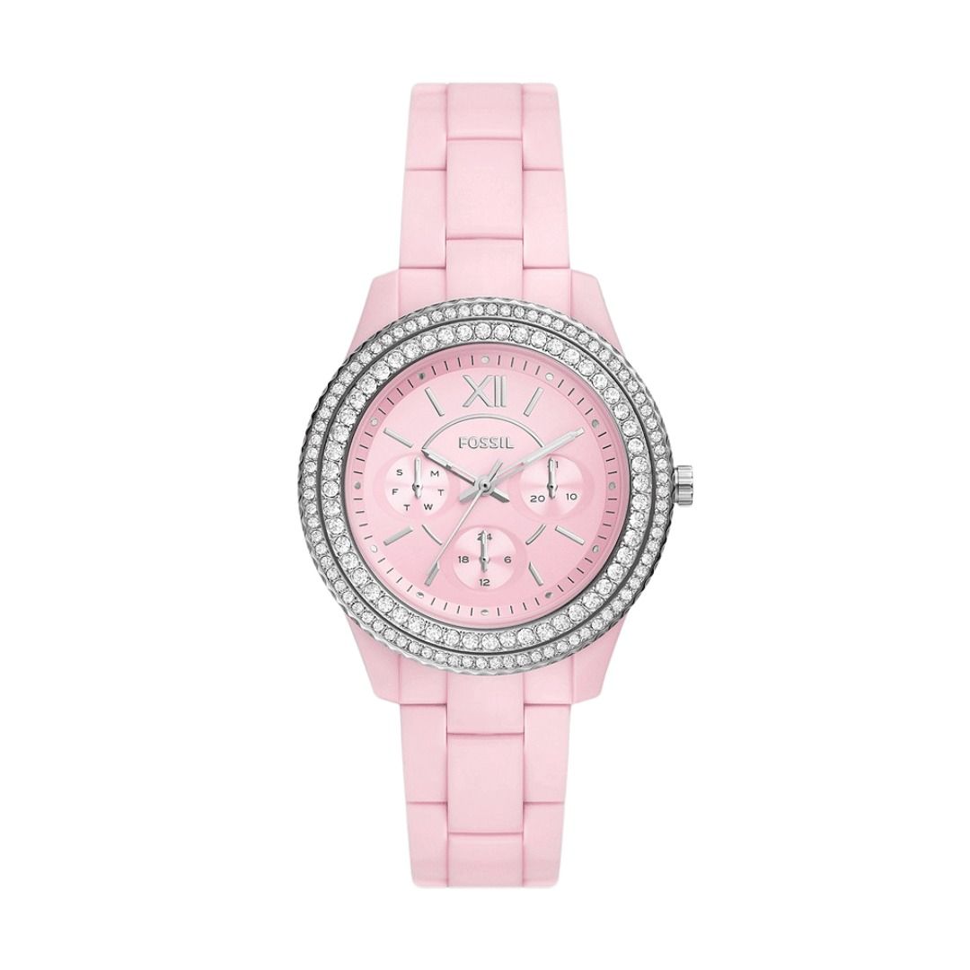 Fossil Stella Multifunction Pink Castor Oil Watch ES5153 Women s Fashion Watches Accessories Watches on Carousell