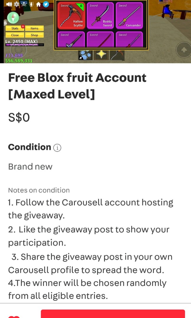 Selling Blox Fruit Roblox Account, Video Gaming, Gaming Accessories, Game  Gift Cards & Accounts on Carousell