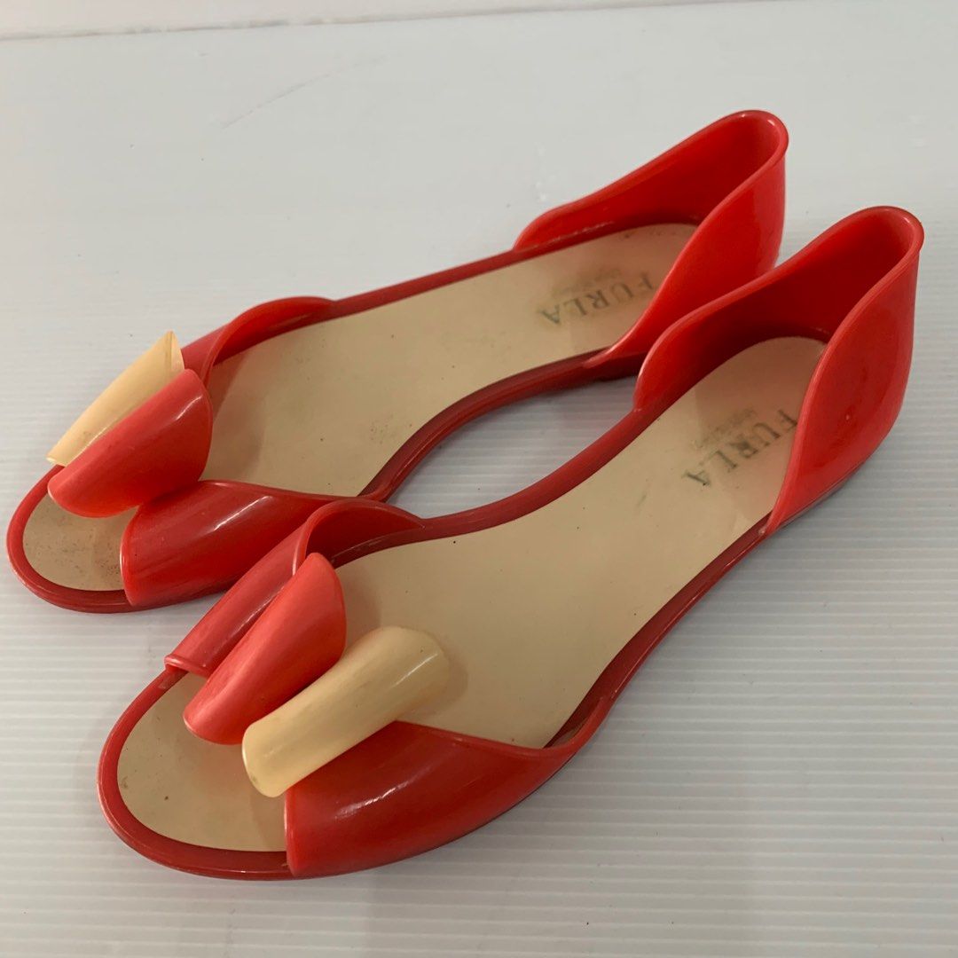 Furla Italy Jelly Bow Flip Flop Sandals 36 US-6 Pinkish-red | eBay