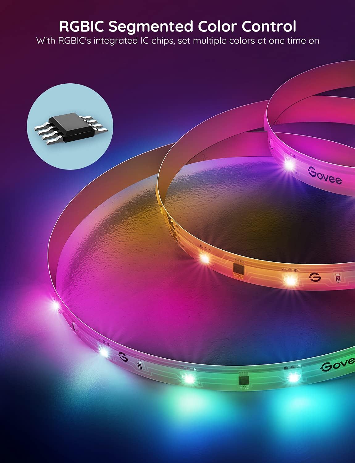 Govee LED Strip Lights, 5m Alexa LED Strip Smart WiFi App Control RGB,  Works with Alexa and Google Assistant, Music Sync LED Lights for Bedroom,  Party