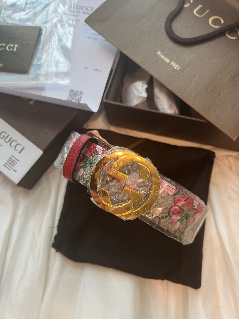 Flowery gucci belt cheap