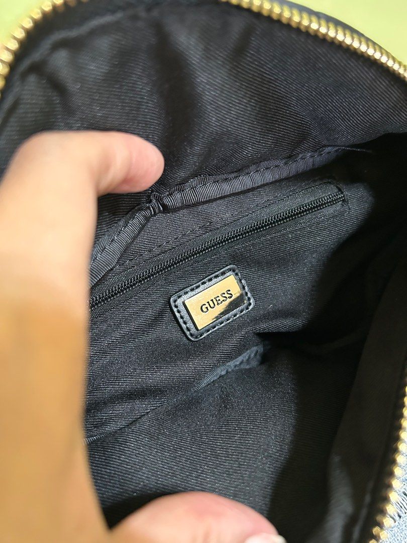 GUESS waist pouch black gold Women s Fashion Bags Wallets