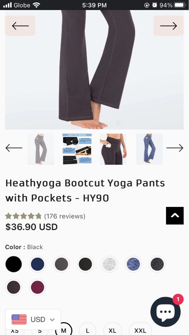 Heathyoga Bootcut Yoga Pants with Pockets M/XL