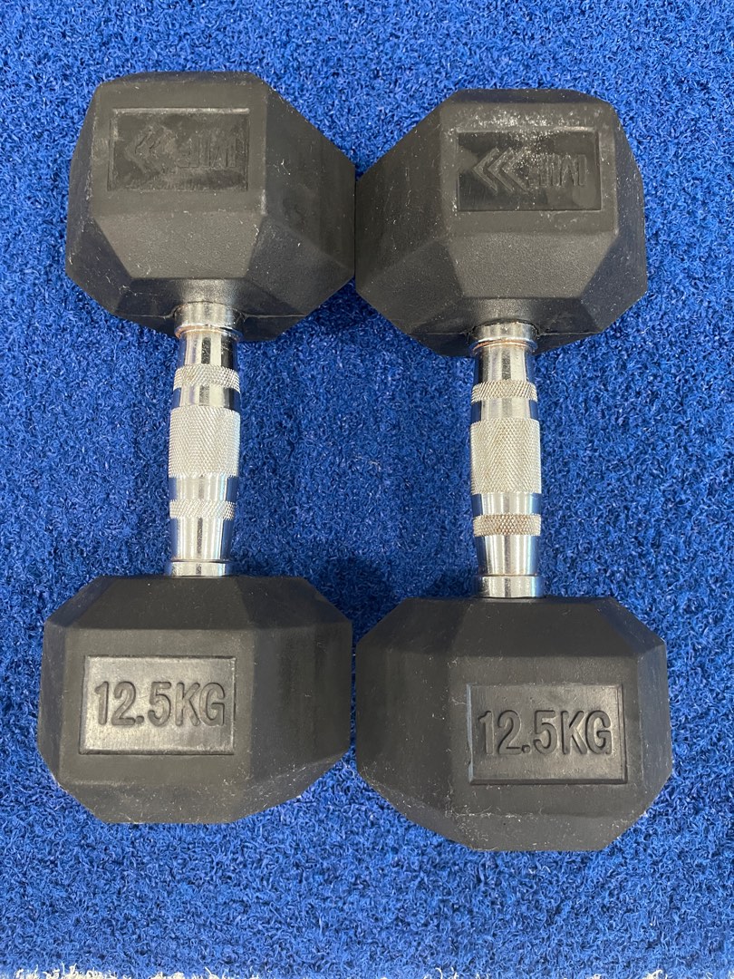 Hex Dumbbells 12.5kg pair, Sports Equipment, Exercise & Fitness