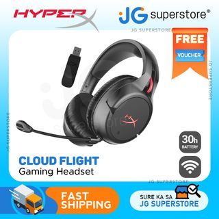 HyperX Cloud Flight Wireless Gaming Headset with Long Lasting Battery Detachable Noise Cancelling Microphone, Red LED Light, Bass, Comfortable Memory Foam for PS4 PC PS4 Pro (HX-HSCF-BK/AM) | JG Superstore