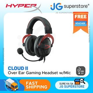 HyperX KHX-HSCP-RD Cloud II Gaming Headset, 7.1 Surround Sound, Memory Foam Ear Pads, Durable Aluminum Frame, Detachable Microphone for PC, PS4, Xbox One - Red  | JG Superstore