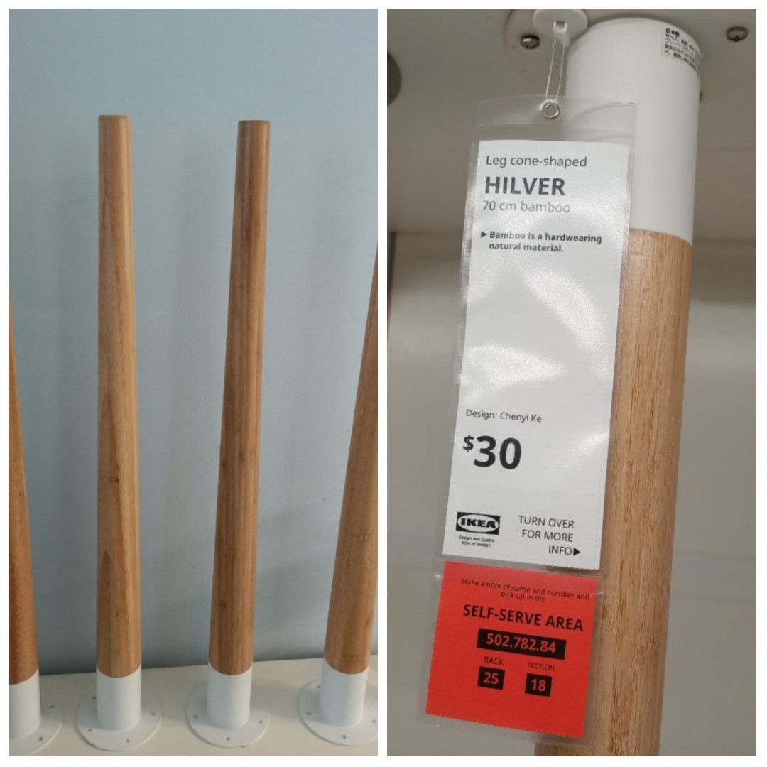 Ikea Bamboo Table Legs Hilver Only 2 Pcs, Furniture & Home Living