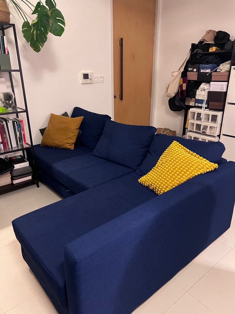 IKEA L shape Sofa bed storage fabric FRIHETEN, Furniture & Home Living