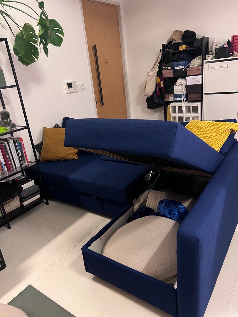 IKEA L shape Sofa bed storage fabric FRIHETEN, Furniture & Home Living
