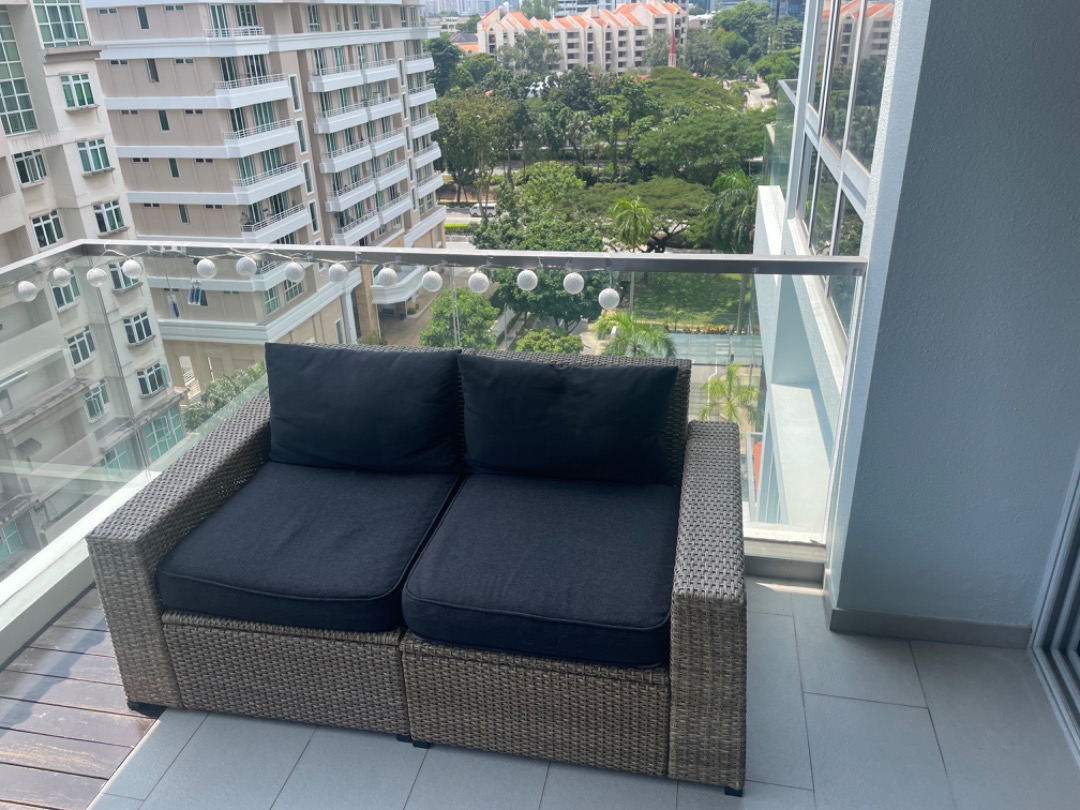 IKEA SOLLERON 2 SEATS MODULAR OUTDOOR SOFA WITH CUSHIONS, Furniture