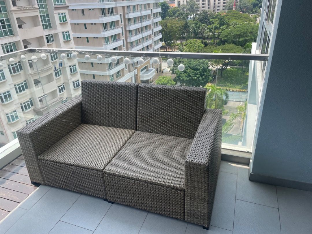 IKEA SOLLERON 2 SEATS MODULAR OUTDOOR SOFA WITH CUSHIONS, Furniture