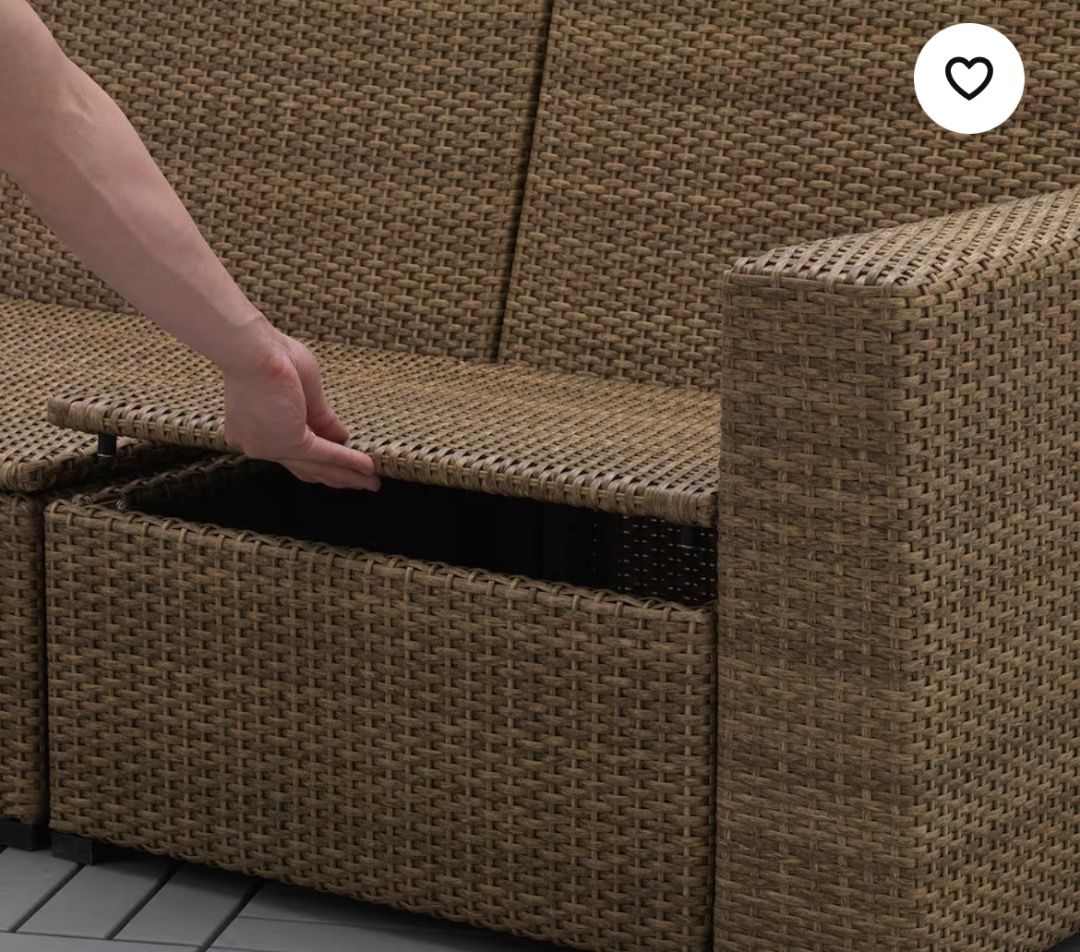 IKEA SOLLERON 2 SEATS MODULAR OUTDOOR SOFA WITH CUSHIONS, Furniture