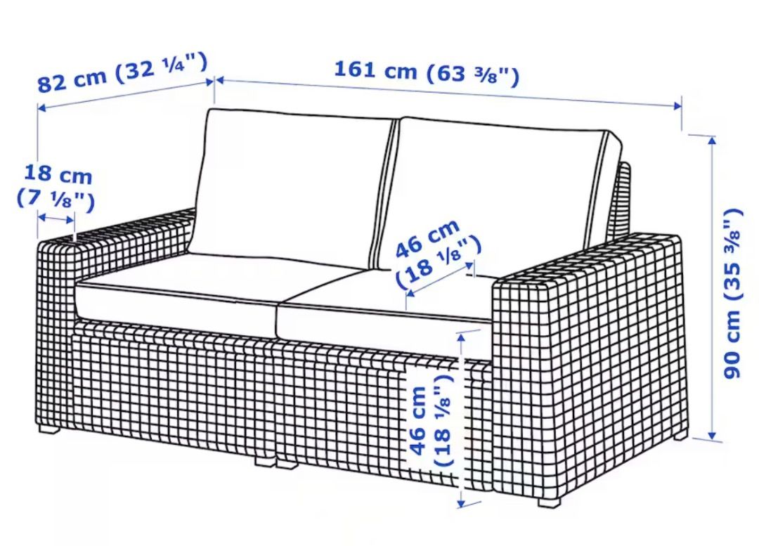 IKEA SOLLERON 2 SEATS MODULAR OUTDOOR SOFA WITH CUSHIONS, Furniture