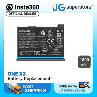 Insta360 ONE X3 1800mAh Li-ion Rechargeable Battery Replacement with Built-In Memory Card Storage | CINAQBT/A | JG Superstore