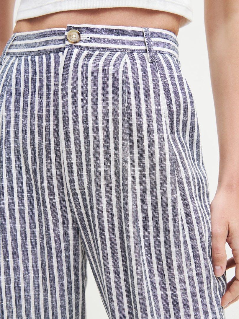 INSTOCK US4 black Reformation Mason Linen Pants oatmeal beige