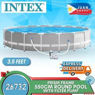 Intex 26732 Prism Frame 550cm Round Pool with Filter Pump for Swimming and Garden Frame Pool  | JG Superstore
