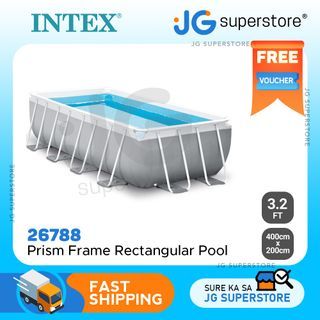 Intex 26788 Prism Frame 400 X 200CM Rectangular Pool with Filter Pump for Outdoor Swimming Pool  | JG Superstore