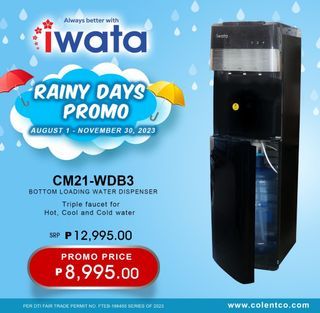 IWATA HOT AND COLD WATER DISPENSER BOTTOM LOADING FREE DELIVER WITHIN MANILA