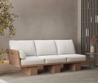 Japandi Minimalist Style Sofa made of SOLID MAHOGANY WOOD