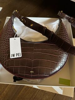 JW PEI Carly Saddle Bag - Acorn Brown Croc: Handbags