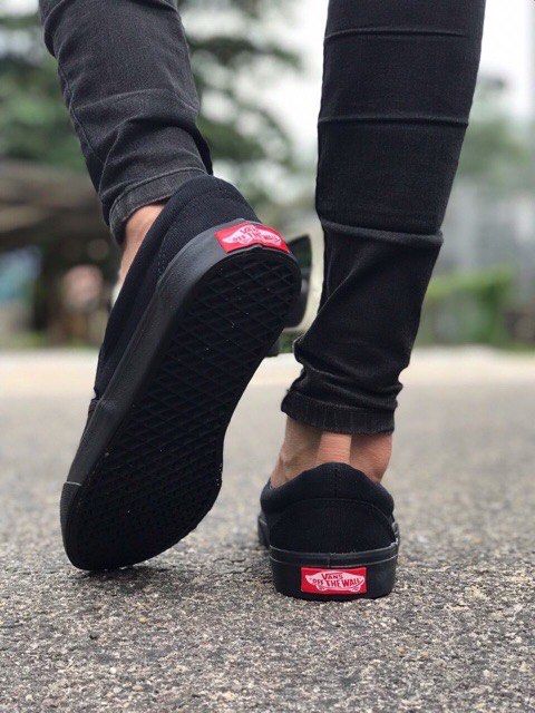 Kasut sekolah vans slip on all black Size 36 45 Men s Fashion
