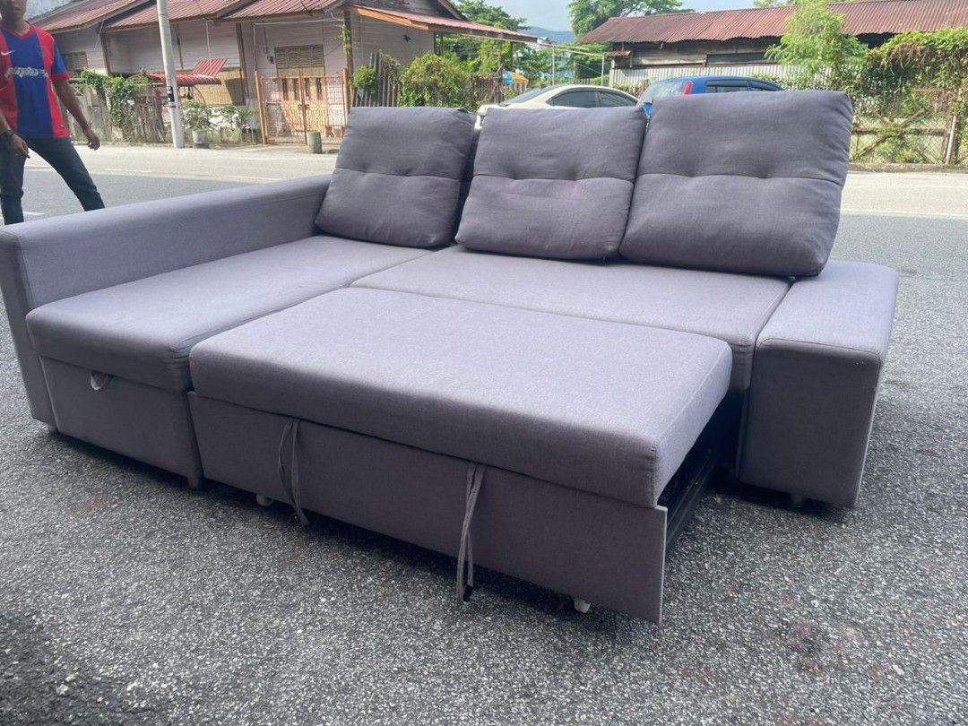 L shape sofa bed, Furniture & Home Living, Furniture, Sofas on Carousell