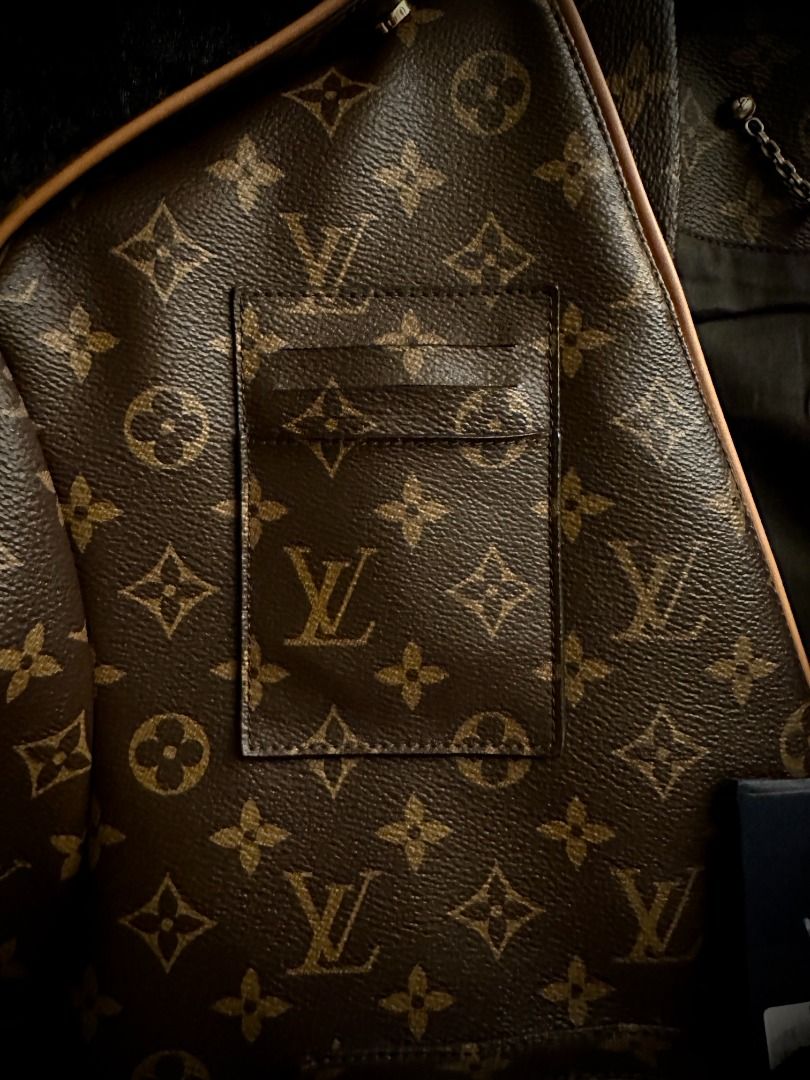 Louis Vuitton Monogram Brown Admiral Leather Jacket 1A5Q6C Size 50