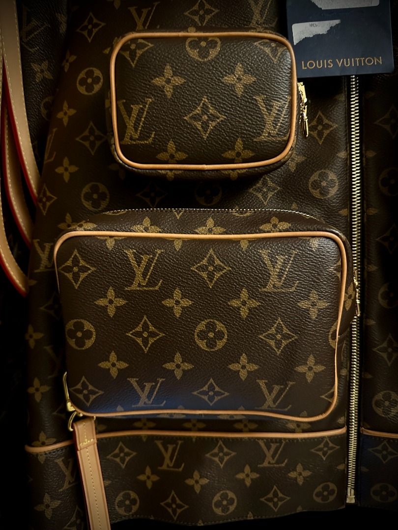 Louis Vuitton Monogram Brown Admiral Leather Jacket 1A5Q6C Size 50