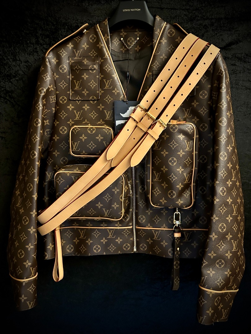 Louis Vuitton Monogram Brown Admiral Leather Jacket 1A5Q6C Size 50 Virgil  Abloh