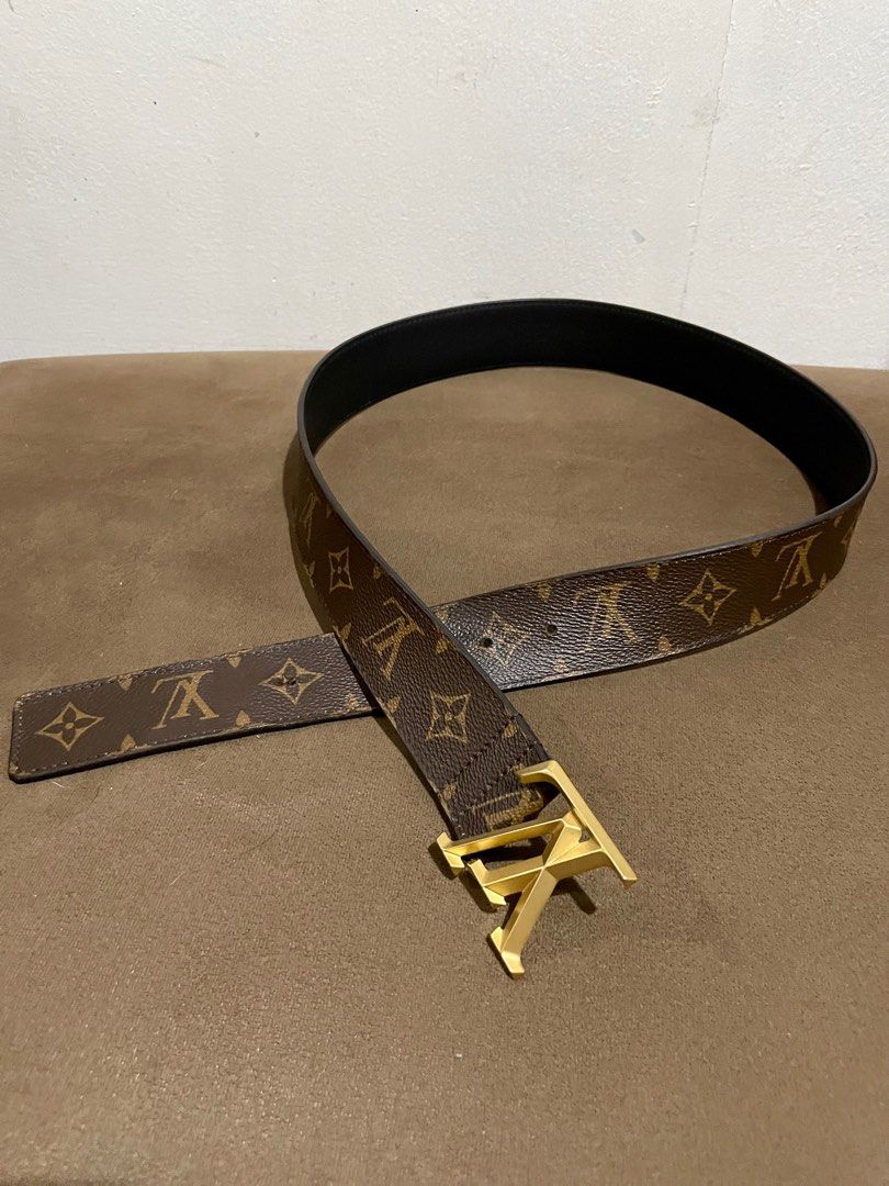 Louis Vuitton LV Pyramide Stripes 40MM Reversible Belt Monogram Brown in  Coated Canvas with Gold-tone - US