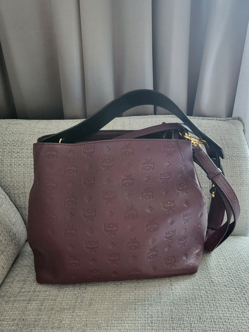 MCM Klara Monogrammed Medium Hobo Bag