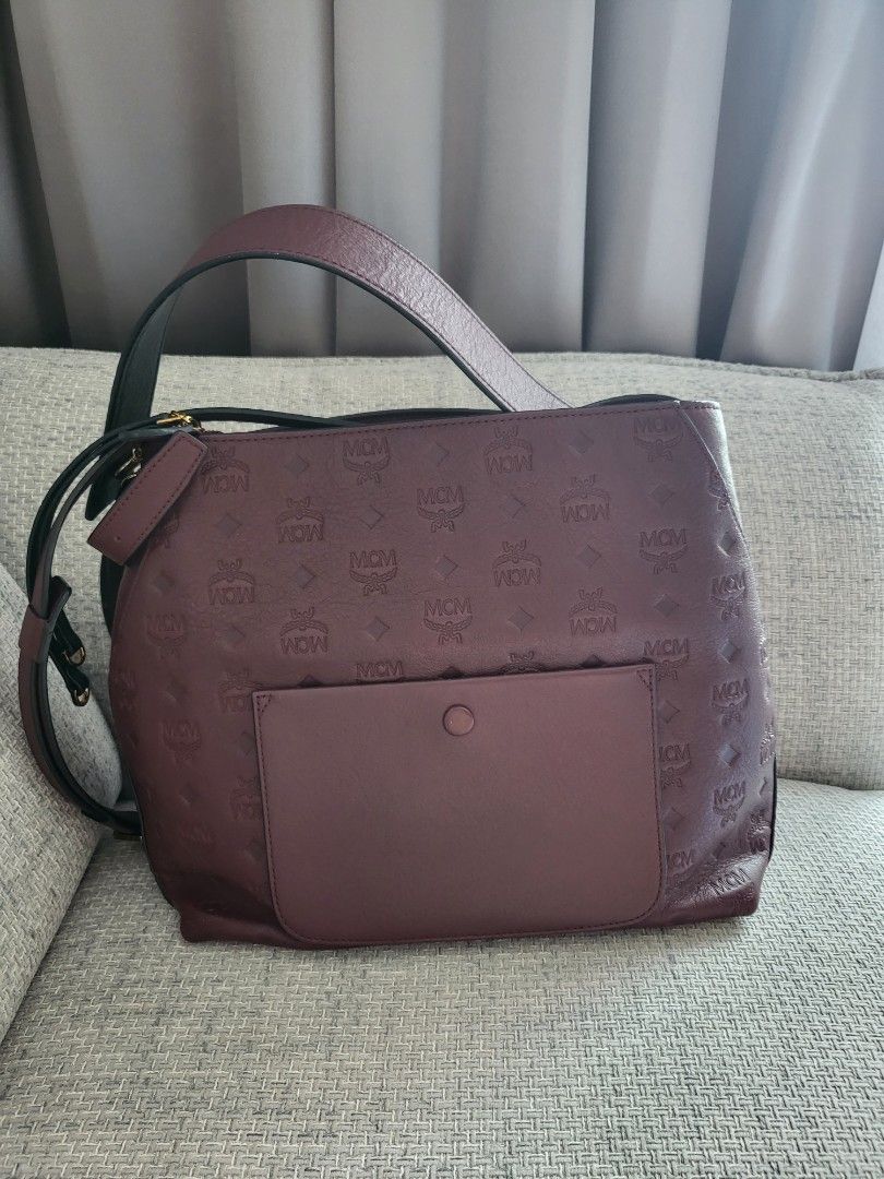 MCM Klara Monogrammed Medium Hobo Bag