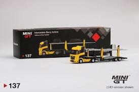 Mini GT 1:64 Mercedes-Benz Actros w/ Car Trailer #137, Hobbies