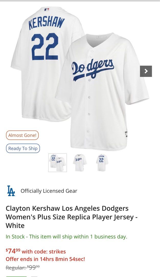 Majestic, Shirts, 29 Majestic Authentic Dodgers Clayton Kershaw Jersey