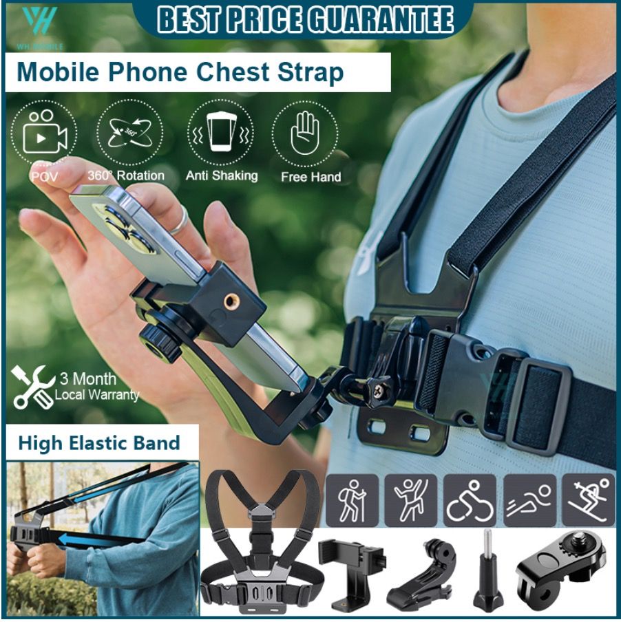 Mobile Phone Chest Strap Chest Phone Holder Harness Strap go pro Clip