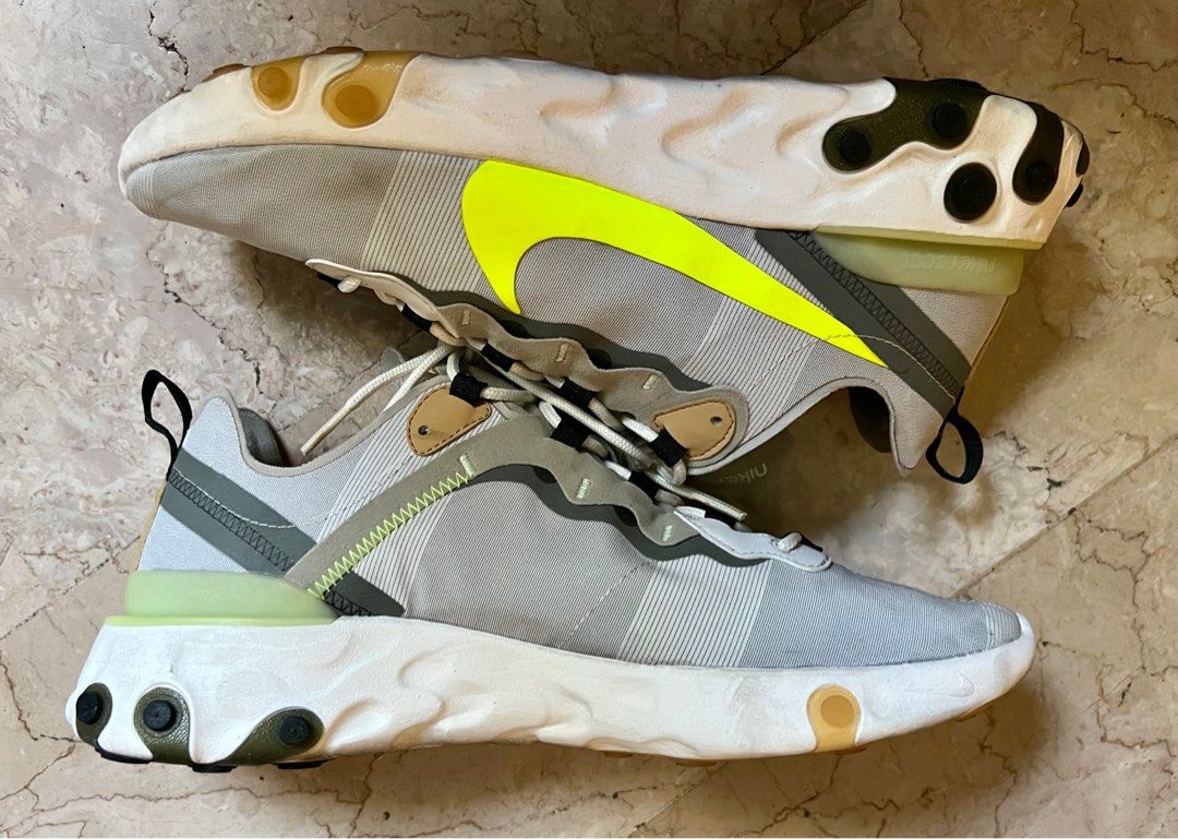 New Nike React Element 55 Athletic Shoes Spruce Aura Volt BQ6166-009 Mens  Sz 9
