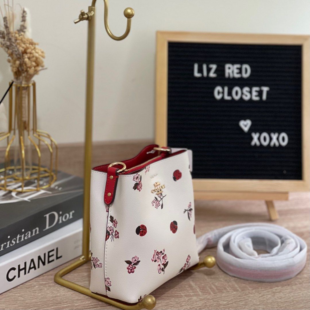 ON HAND Coach Mini Town Bucket Bag with Ladybug Floral Print Women s Fashion Bags Wallets Cross body Bags on Carousell