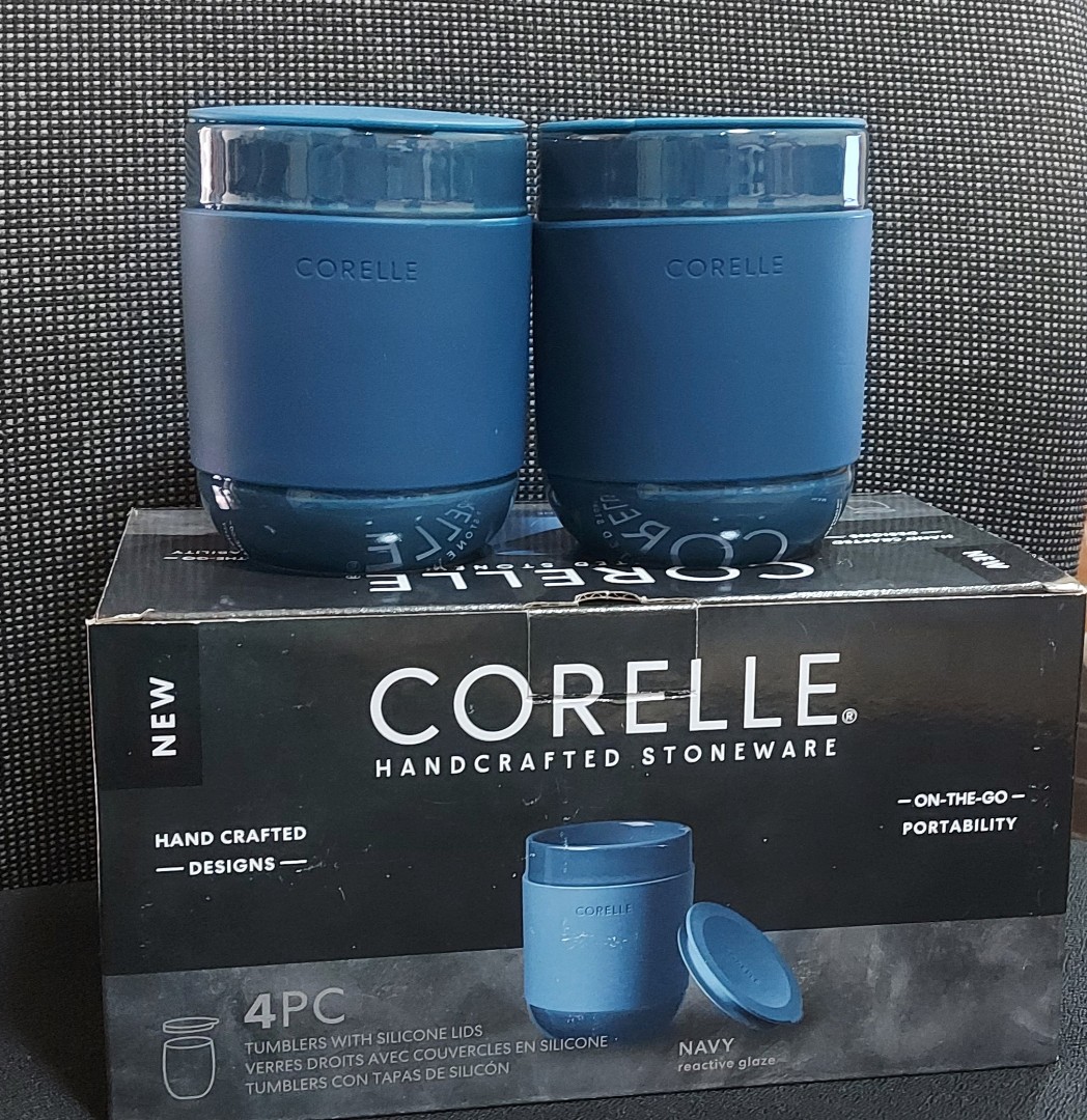 Corelle 4-pc. Stoneware Tumbler with Silicone Lid Set