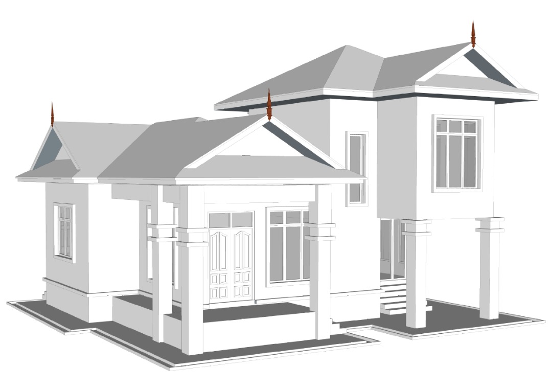 PELAN RUMAH BANGLO SETENGAH TINGKAT 3 BILIK 3 TANDAS BERKELUASAN 1403
