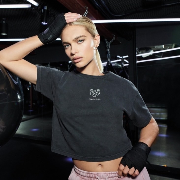 Pink soda crop top best sale