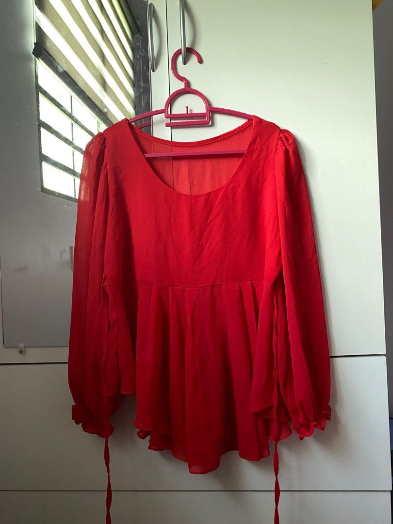 Red flowy blouse on sale