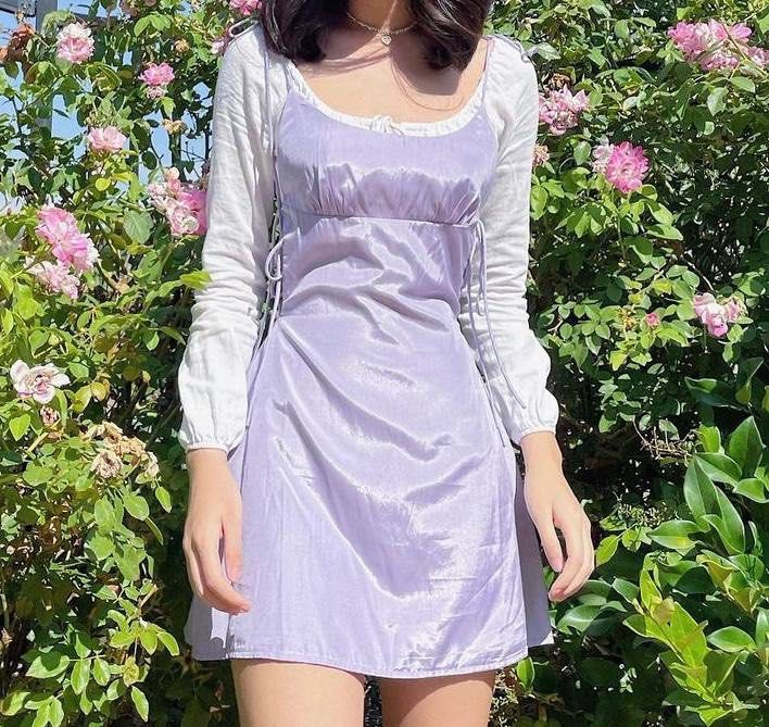 revolve superdown purple satin tie mini dress y2k lavender Women s Fashion Dresses Sets Dresses on Carousell